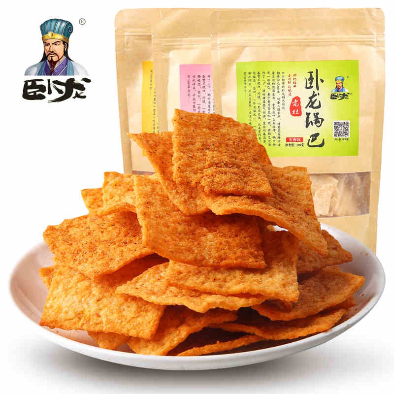 卧龙手工锅巴老襄阳200g 五香味零食小吃特产老灶二阳休闲零食品